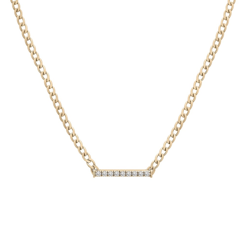 Diamond Bar 18” Pendant Necklace in Gold Vermeil